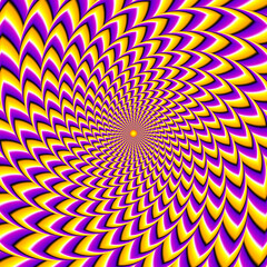 Untwisting of yellow spirals. Spin illusion.