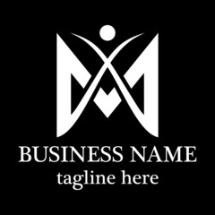 M Letter with people logo business