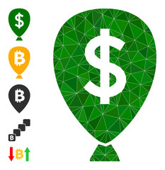 Triangle financial inflation balloon polygonal icon illustration, and similar icons. Financial Inflation Balloon is filled with triangles.