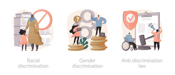 Civil rights violation abstract concept vector illustrations.