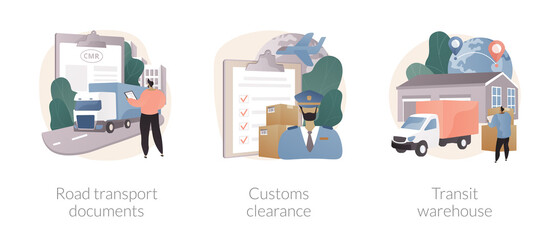 International transportation abstract concept vector illustrations.