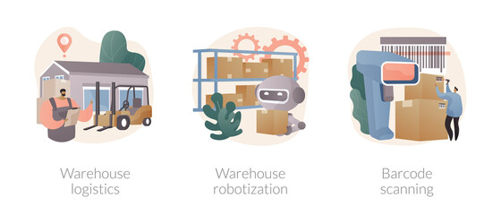 Storage automation abstract concept vector illustrations.