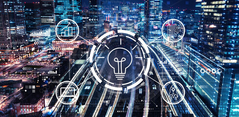 Great idea for success concept with a large train station