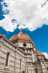 view of the dome of Santa Maria del Fiore church and old town in Florence Basilica di Santa Maria del Fiore in Florence, Italy