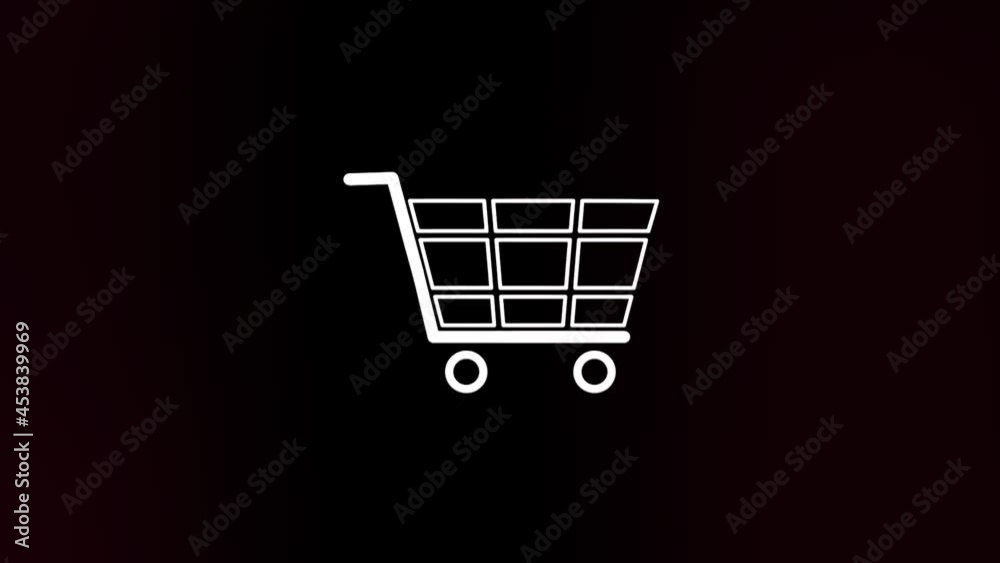 Poster Shopping cart icon with glitch art effect. Retro futurism 80s 90s dynamic wave style. Video signal damage with tv noise and old screen interference. Loop 4k