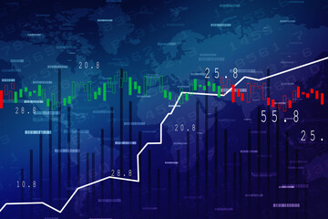 2d rendering Stock market online business concept. business Graph 