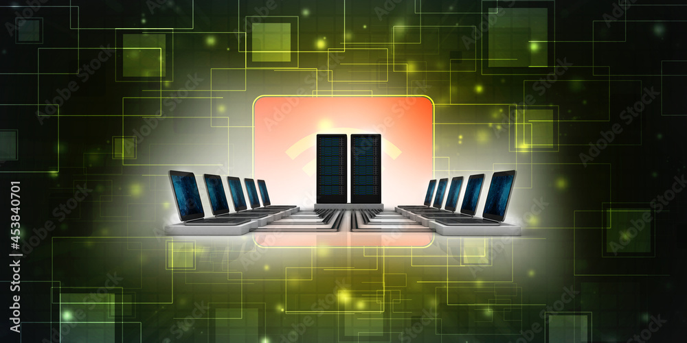 Poster 3d rendering technology computer network