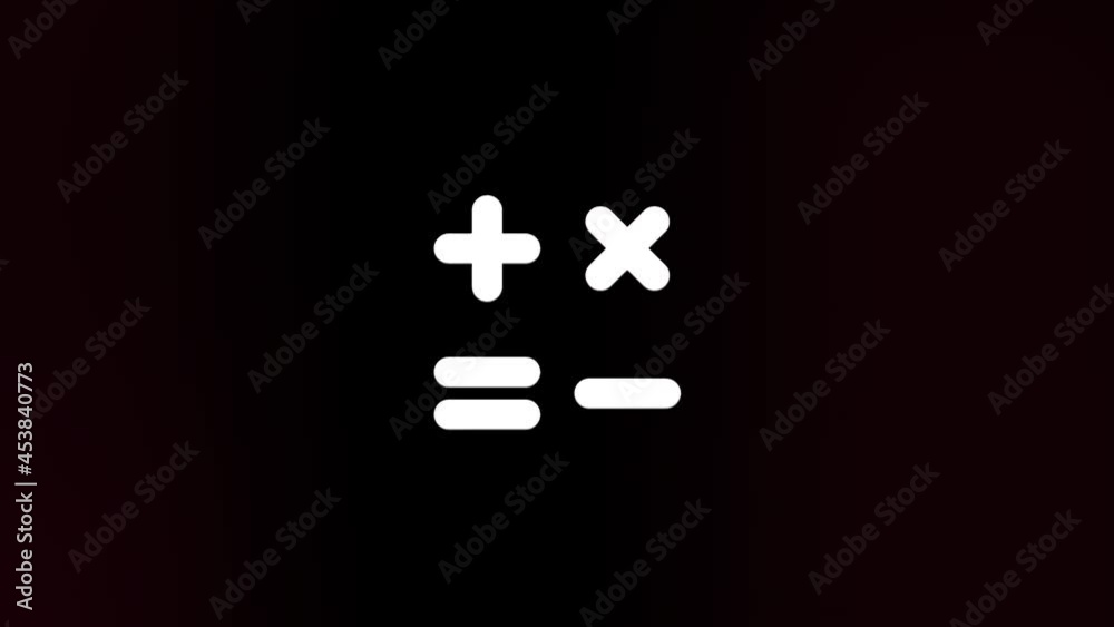 Poster Calculator symbol icon with glitch art effect. Retro futurism 80s 90s dynamic wave style. Video signal damage with tv noise and old screen interference. Loop 4k