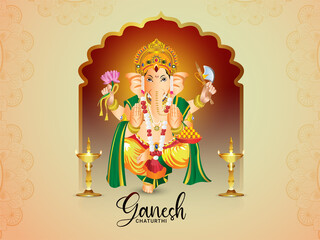 Indian religion festival happy ganesh chaturthi celebration greeting card