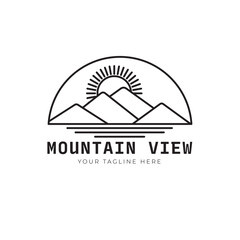 mountain view logo design vector, nature element logo design template	