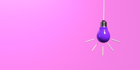 Hanging Idea light bulb on a colored background