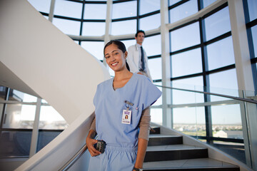 Portrait of smiling nurse in hospital