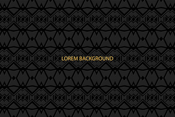 3D volumetric convex embossed geometric black background. Ethnic vintage pattern. Trendy national ornament in the style of arabesque. Oriental, Asian, Indonesian, Mexican, Aztec motives.