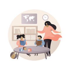 Montessori preschool abstract concept vector illustration.