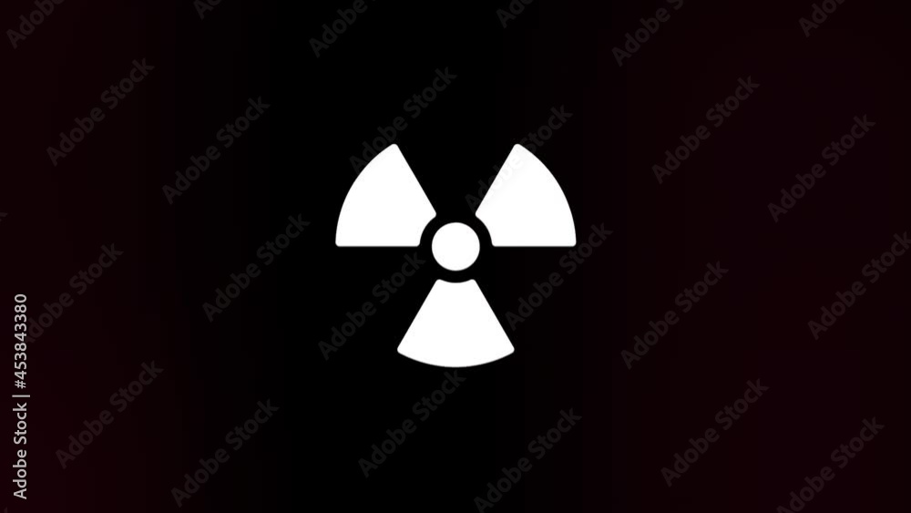 Poster Radioactive symbol icon with glitch art effect. Retro futurism 80s 90s dynamic wave style. Video signal damage with tv noise and old screen interference. Loop 4k