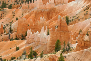 Bryce Canyon in Utah with Eroded Sandstone and Hoodoo Pillars from Wind and water Erosion
