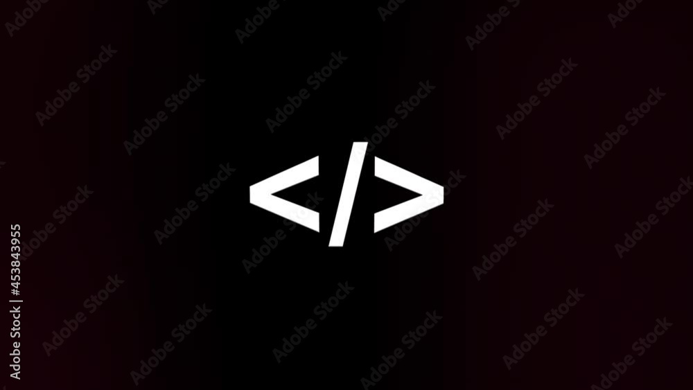 Aufkleber Coding code html programming language icon with glitch art effect. Retro futurism 80s 90s dynamic wave style. Video signal damage with tv noise and old screen interference. Loop 4k