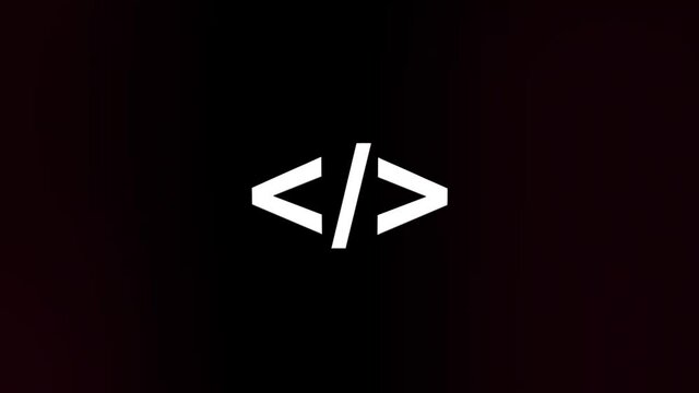 Coding code html programming language icon with glitch art effect. Retro futurism 80s 90s dynamic wave style. Video signal damage with tv noise and old screen interference. Loop 4k