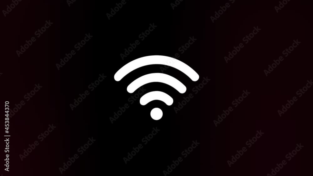 Poster Wi-Fi icon with glitch art effect. Retro futurism 80s 90s dynamic wave style. Video signal damage with tv noise and old screen interference. Loop 4k