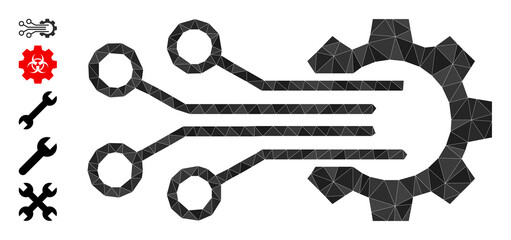 Triangle mechanic sensor polygonal icon illustration, and similar icons. Mechanic Sensor is filled with triangles. Low-poly mechanic sensor designed with scattered filled triangles.