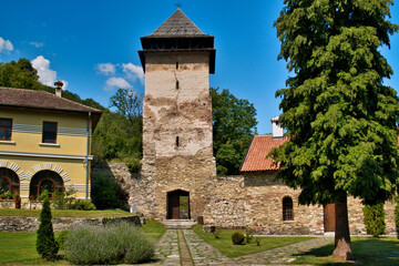 Famous Serbian orthodox monastery with medieval architecture