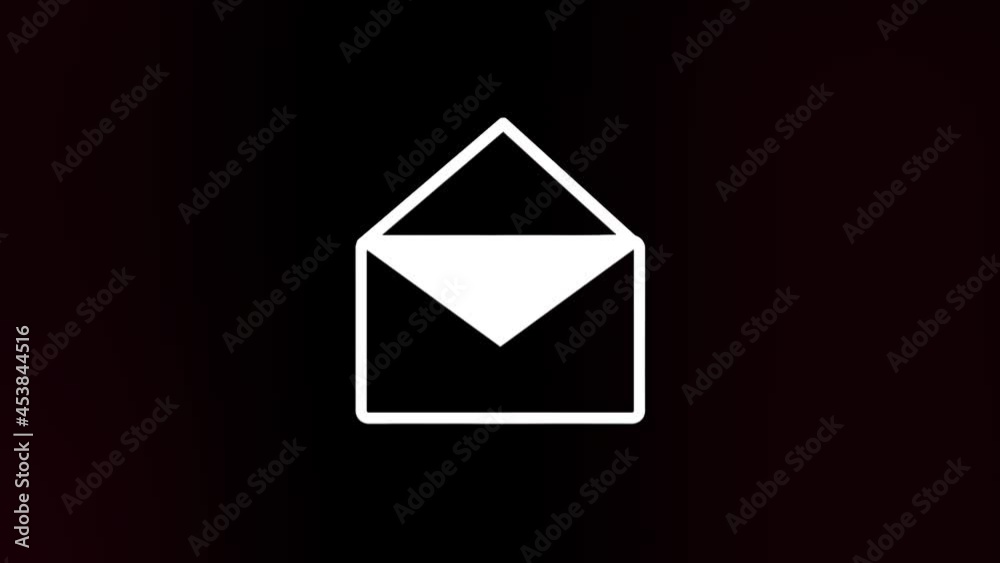 Poster Envelope icon with glitch art effect. Retro futurism 80s 90s dynamic wave style. Video signal damage with tv noise and old screen interference. Loop 4k