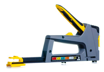 Fototapeta premium Construction stapler gun work tool on white background isolation