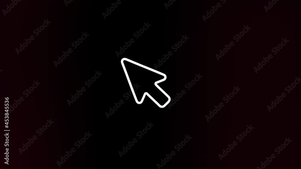 Poster Arrow cursor icon with glitch art effect. Retro futurism 80s 90s dynamic wave style. Video signal damage with tv noise and old screen interference. Loop 4k