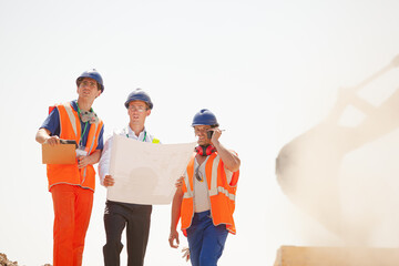 Workers walking in quarry