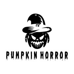 pumpkin logo illustration halloween horror hat vector design