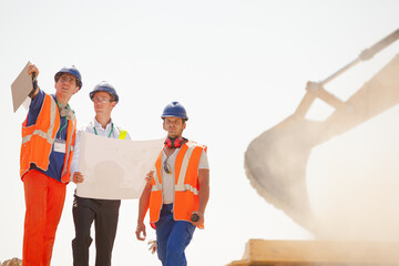 Workers walking in quarry