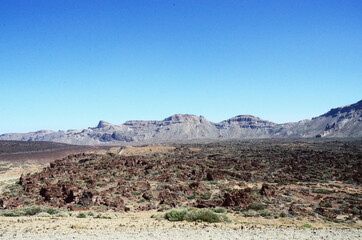TENERIFE, SPAIN: Scenic landscape view of the Teide volcano natural park