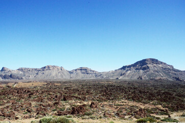 TENERIFE, SPAIN: Scenic landscape view of the Teide volcano natural park