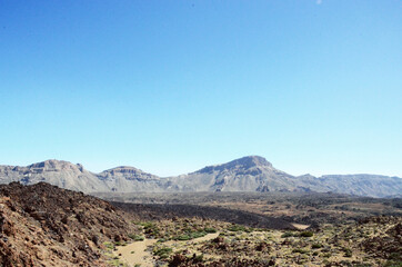 TENERIFE, SPAIN: Scenic landscape view of the Teide volcano natural park