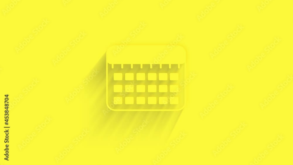 Fototapete animated calendar icon with shadow on yellow background. neumorphism minimal style. transparent back