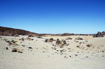 TENERIFE, SPAIN: Scenic landscape view of the Teide volcano natural park