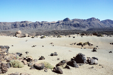 TENERIFE, SPAIN: Scenic landscape view of the Teide volcano natural park