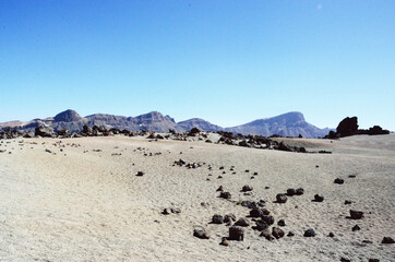TENERIFE, SPAIN: Scenic landscape view of the Teide volcano natural park