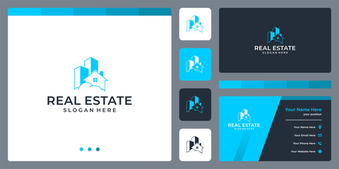 House building logo design template with cloud design vector illustration. Symbol, icon, creative.