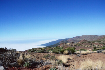 TENERIFE, SPAIN: Scenic landscape view of the Teide volcano natural park