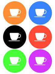 Many color of coffee shop icon, coffee cups 