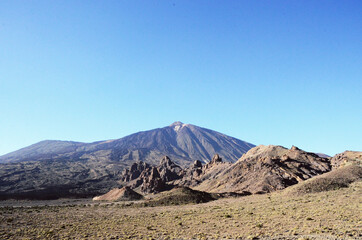 TENERIFE, SPAIN: Scenic landscape view of the Teide volcano natural park