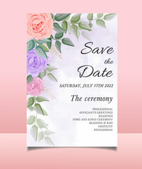 soft wedding invitations flower and leaves