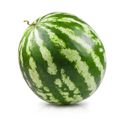 Ripe sweet juicy watermelon isolated on white background. Fresh fruits.