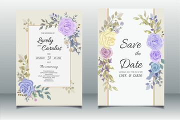 soft wedding invitations flower and leaves