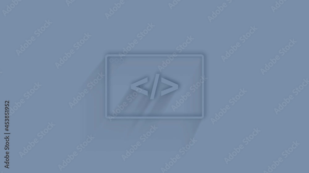Fototapete Animated web design and front end development icon with shadow on blue background. Neumorphism minimal style. Transparent background. 4K video motion graphic animation.