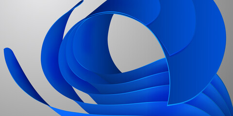 Abstract background of curved volumetric surfaces in blue colors