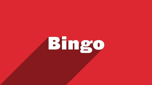 BINGO white letters with shadow moving banner animation on red background. 4K Video motion graphic animation. - Powered by Adobe