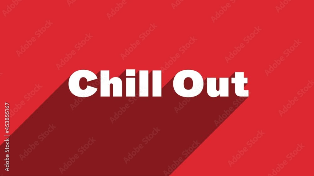 Poster chill out white letters with shadow moving banner animation on red background. 4k video motion graph