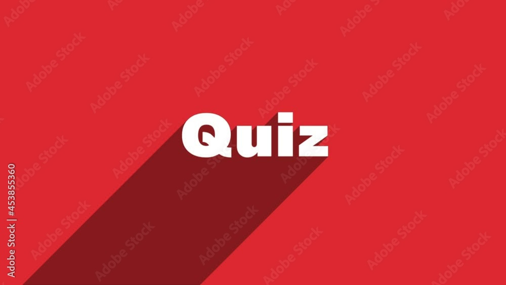 Aufkleber quiz white letters with shadow moving banner animation on red background. 4k video motion graphic an